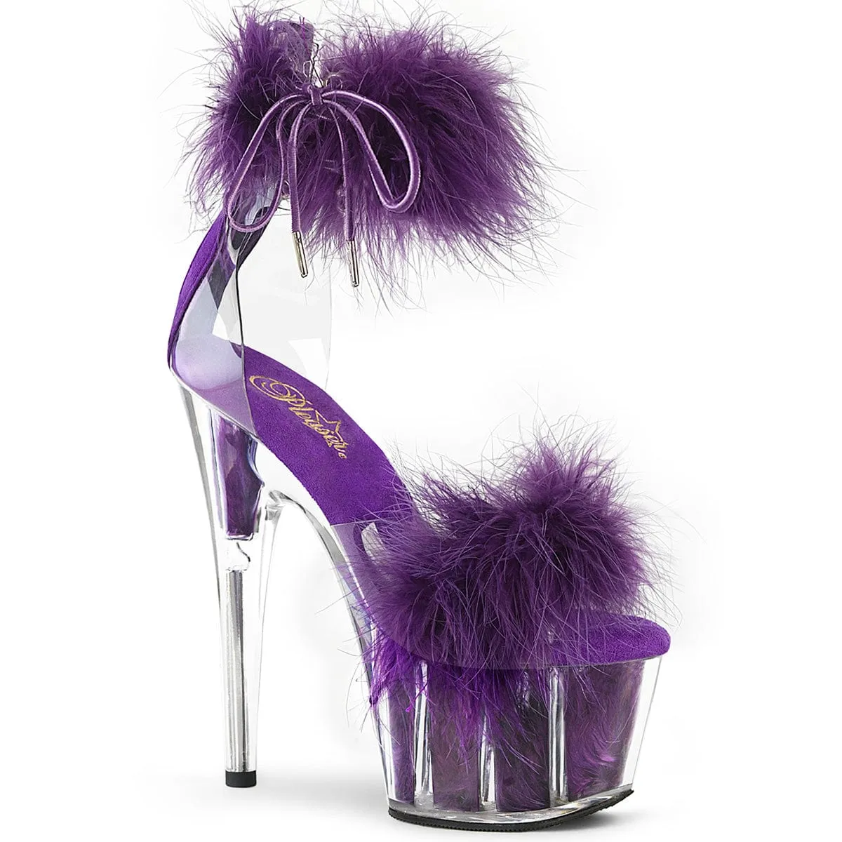 ADORE-724F Clear Purple Fur Sandals