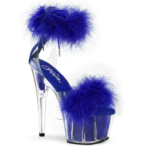 ADORE-724F Clear Royal Blue Fur Sandals