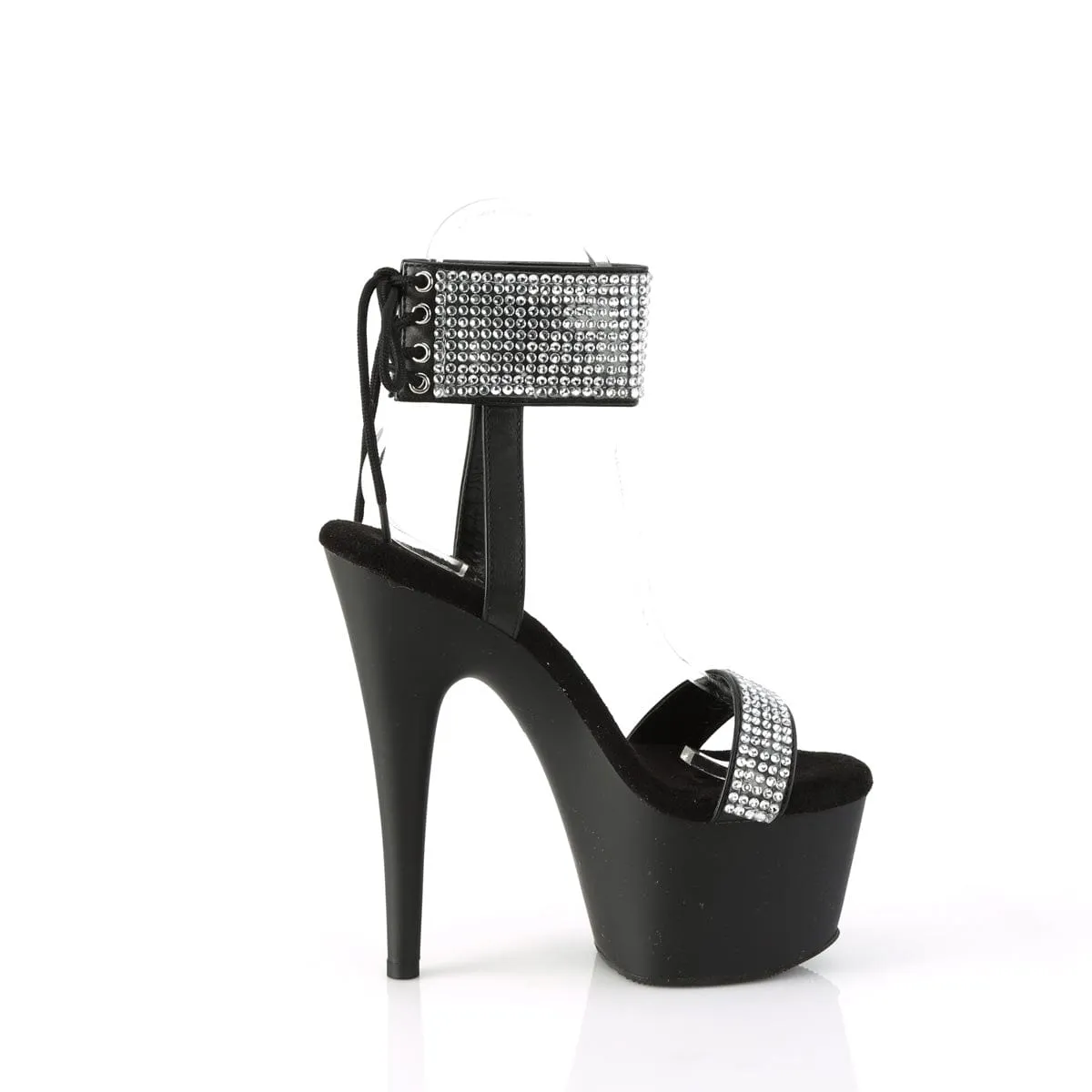 ADORE-770 Black Faux Leather-Rhinestones/Black Matte