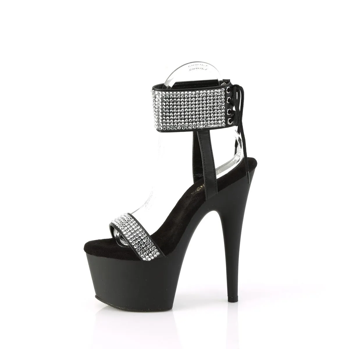 ADORE-770 Black Faux Leather-Rhinestones/Black Matte