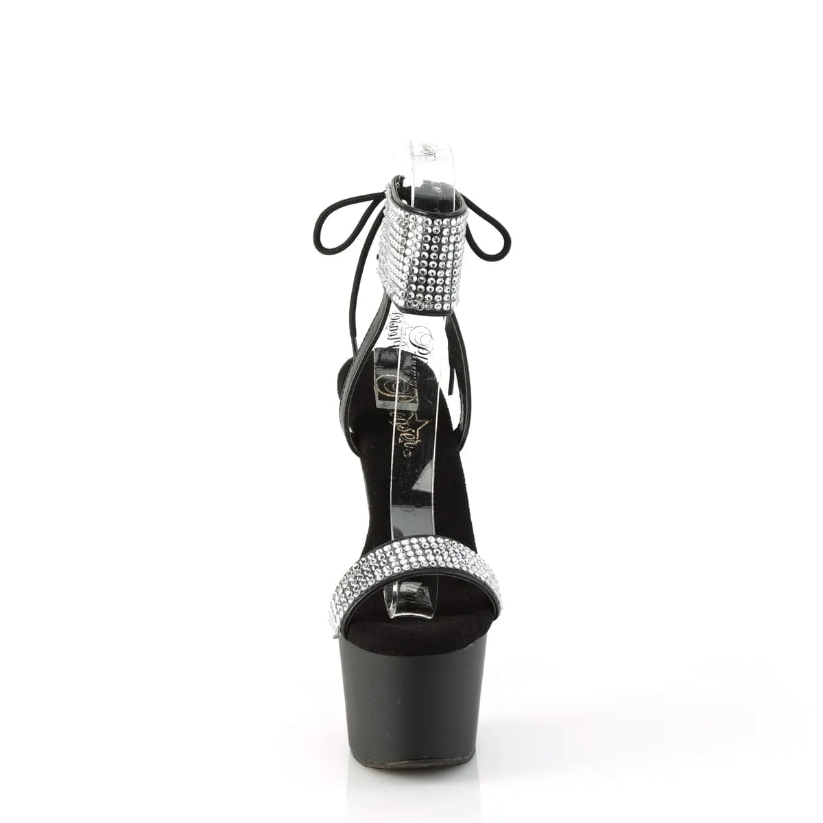 ADORE-770 Black Faux Leather-Rhinestones/Black Matte