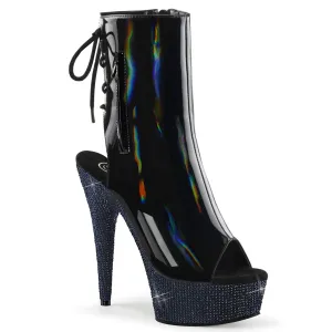 BEJEWELED-1018DM-6 Black Hologram Patent/Midnight Black Rhinestones