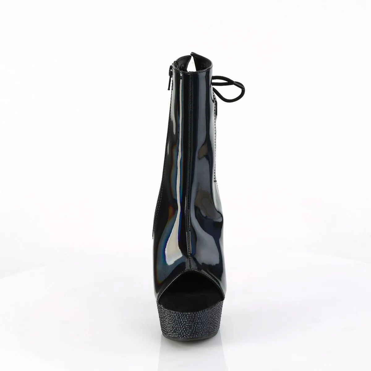 BEJEWELED-1018DM-6 Black Hologram Patent/Midnight Black Rhinestones