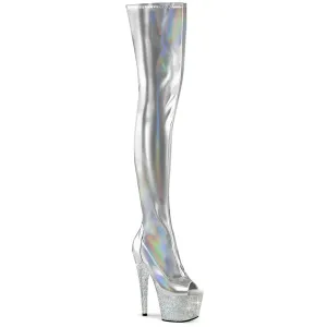 BEJEWELED-3011-7 Silver Stretch Hologram Patent/Silver AB Rhinestones
