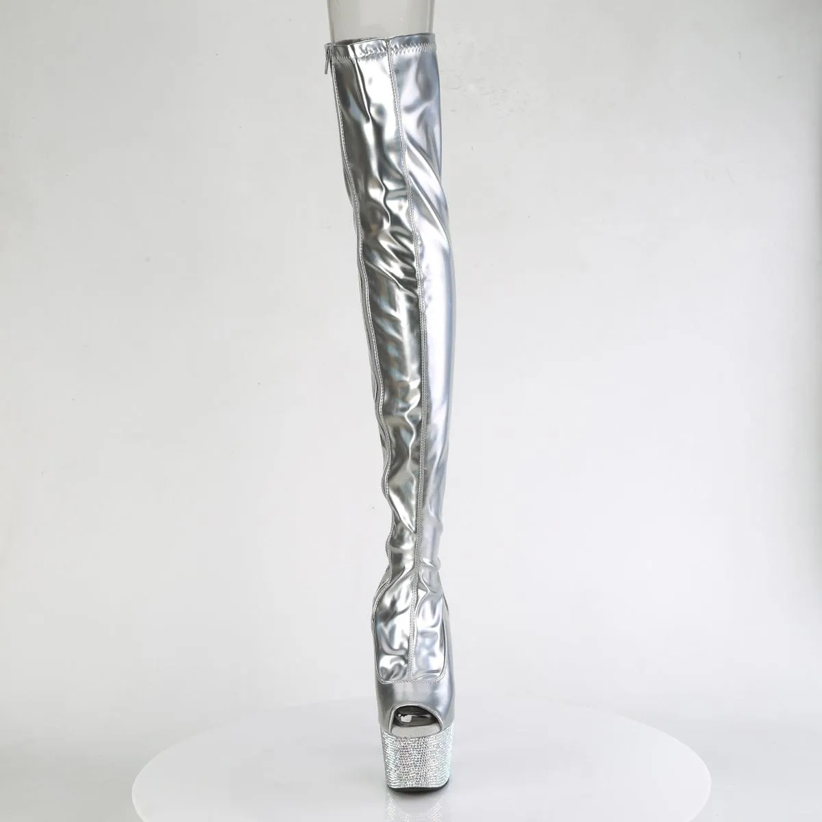 BEJEWELED-3011-7 Silver Stretch Hologram Patent/Silver AB Rhinestones