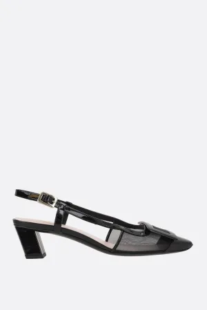 Belle Vivier slingbacks in mesh and patent leather