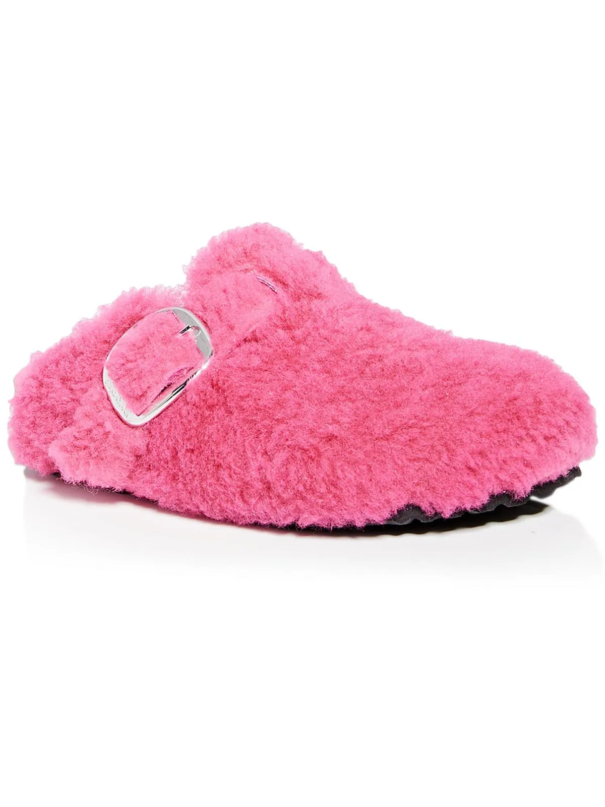 Boston Big Buckle Womens Fuzzy Slip On Mules