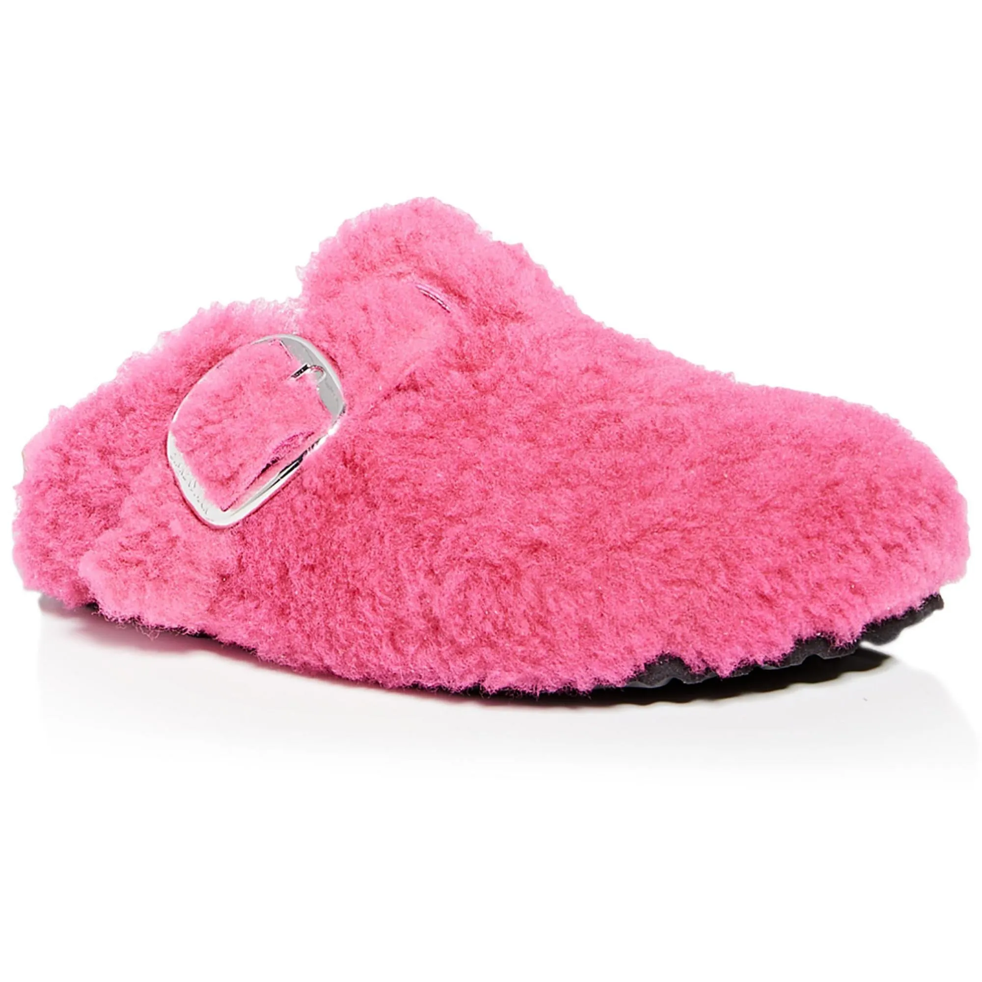 Boston Big Buckle Womens Fuzzy Slip On Mules