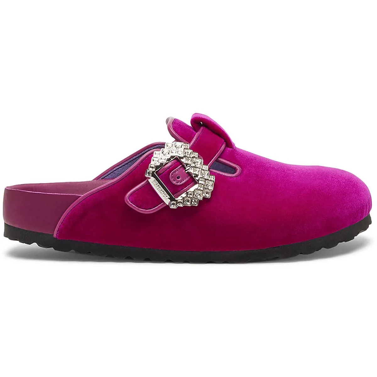 Boston Crystal Womens Velvet Embellished Mules