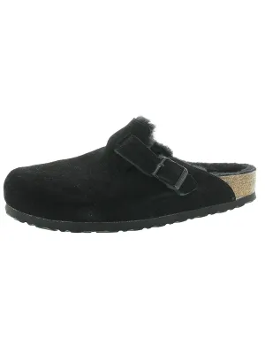 Boston Fur Womens Suede Faux Fur Mules