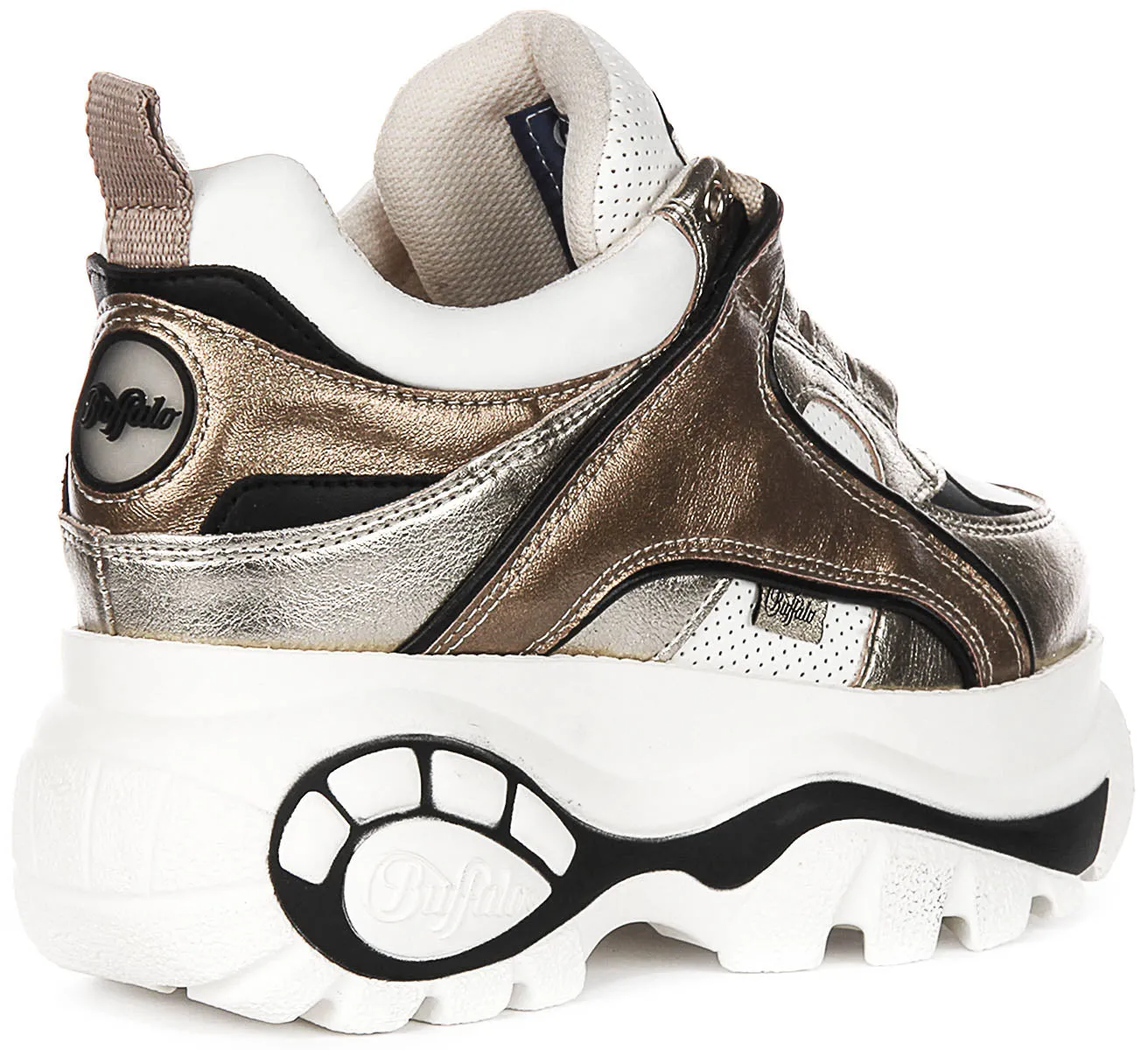 Buffalo 1339-14 Platform Trainers Silver Gold For Women Shoes Buffalo