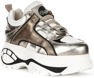 Buffalo 1339-14 Platform Trainers Silver Gold For Women Shoes Buffalo