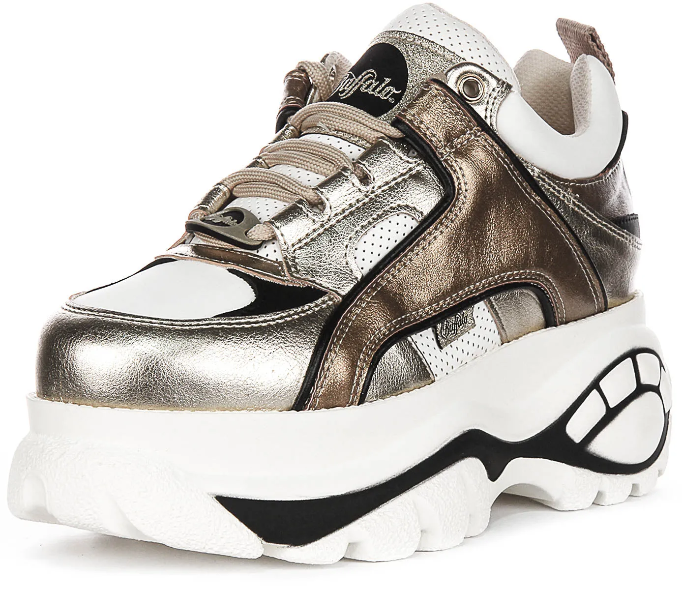 Buffalo 1339-14 Platform Trainers Silver Gold For Women Shoes Buffalo