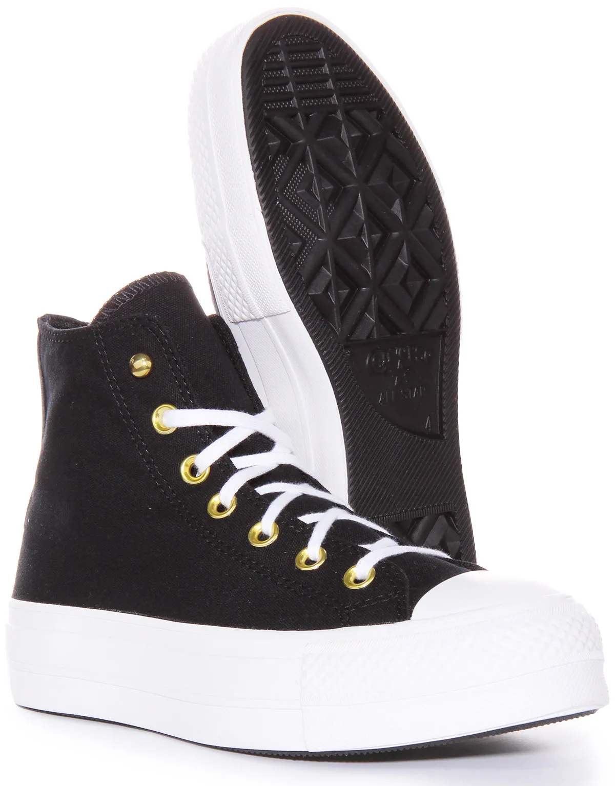 Converse A05453C Chuck Taylor Platform Studd In Black Gold Shoes Converse