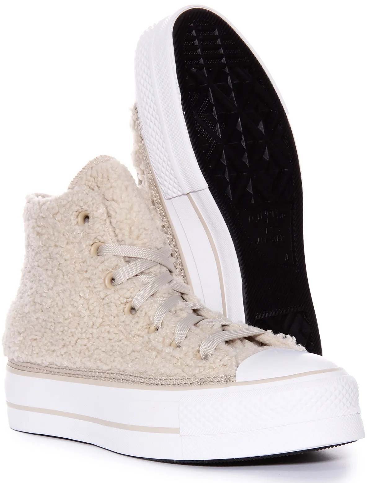 Converse A05509C Chuck Taylor Platform Sherpa In Beige For Women Shoes Converse
