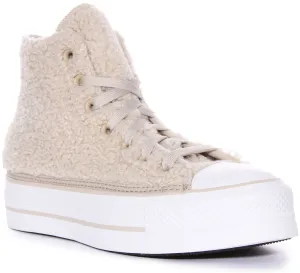 Converse A05509C Chuck Taylor Platform Sherpa In Beige For Women Shoes Converse