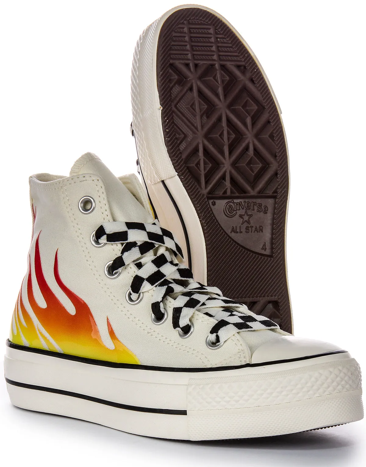 Converse All Star Lift A07892C In White Red Flame Shoes Converse