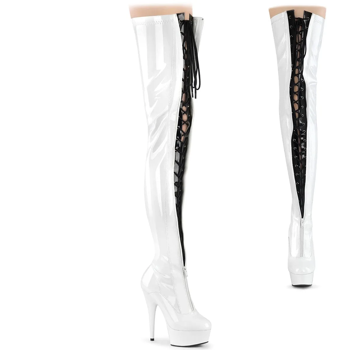 DELIGHT-3027 White-Black Stretch Patent/White