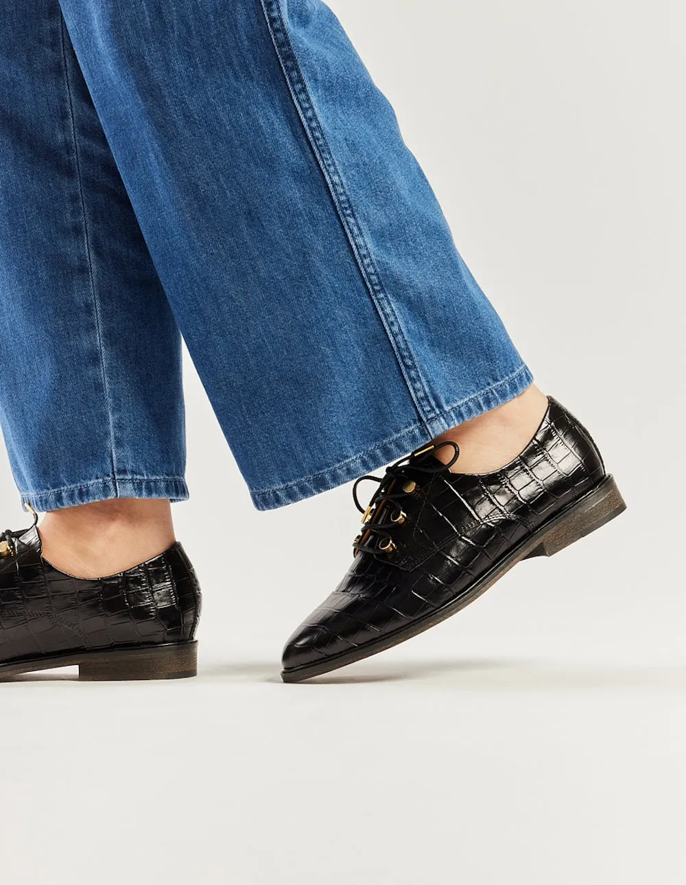 Derbies Denise - Black croco leather XL