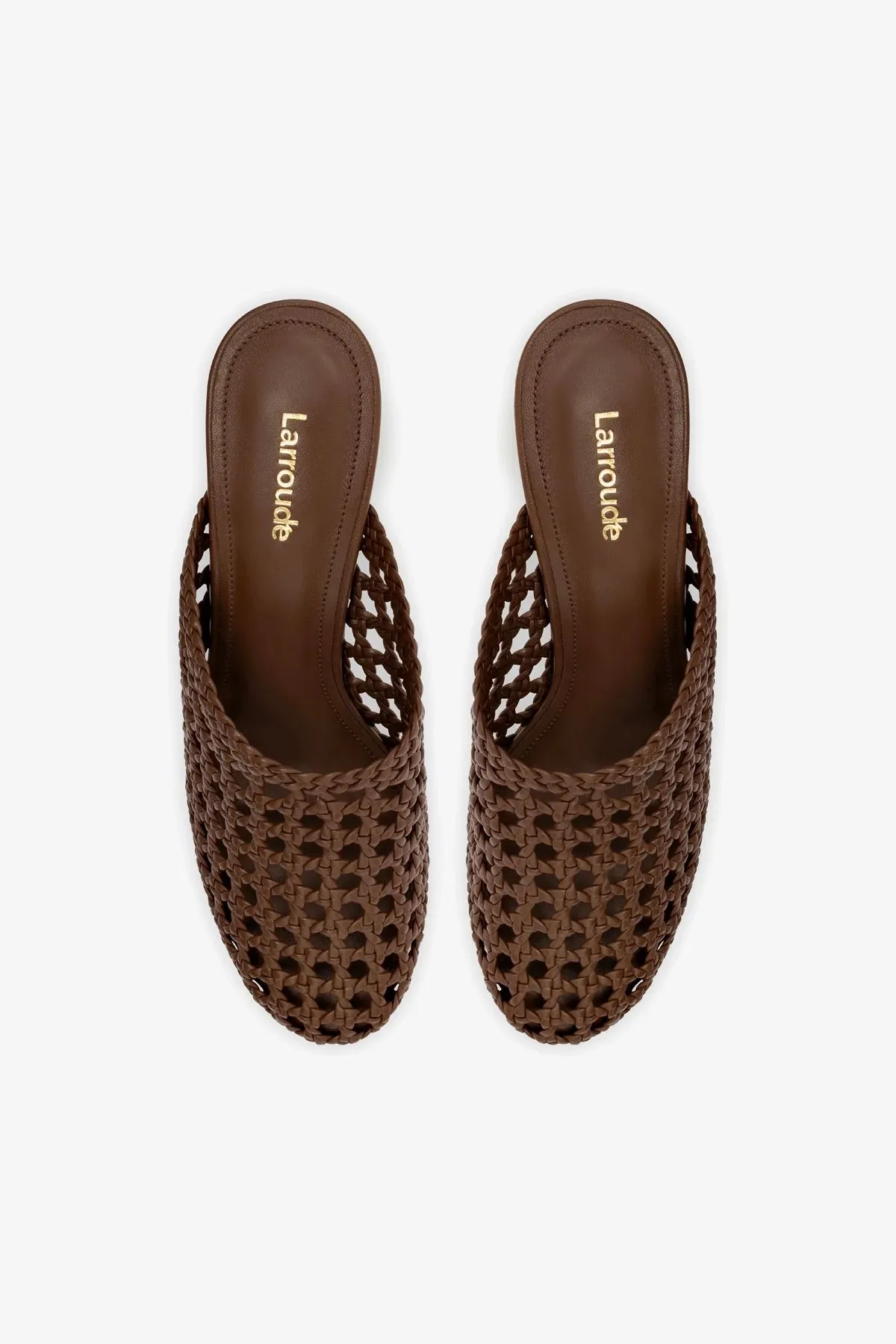 Dew Drop Macrame Mule In Burnt Umber Leather