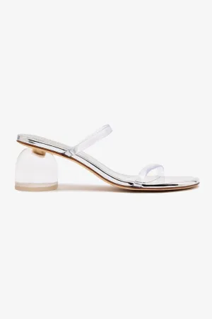 Dew Drop Mule In Silver Specchio and Vinyl