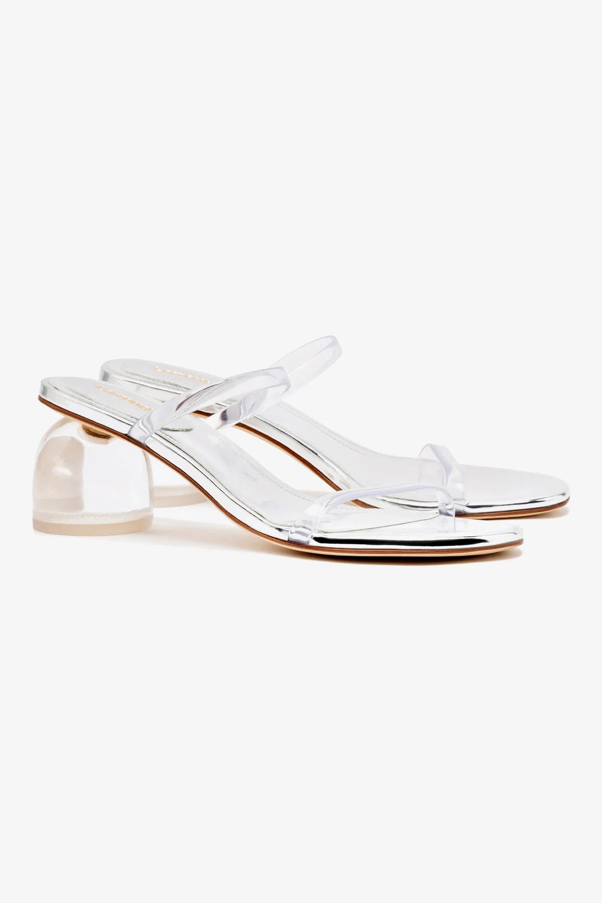 Dew Drop Mule In Silver Specchio and Vinyl