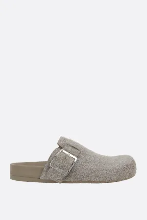 Ease buckle flat mules in brushed suede