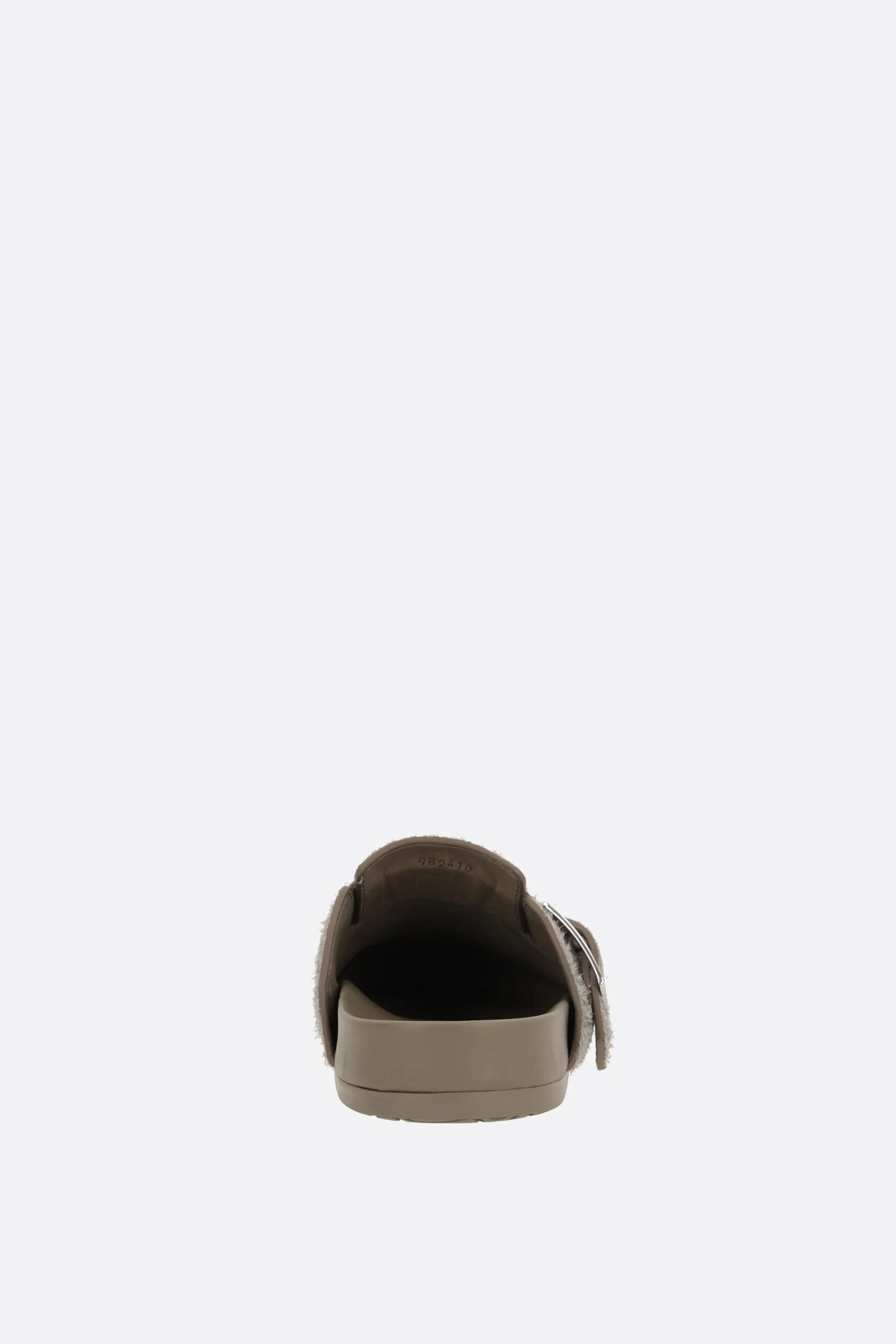 Ease buckle flat mules in brushed suede