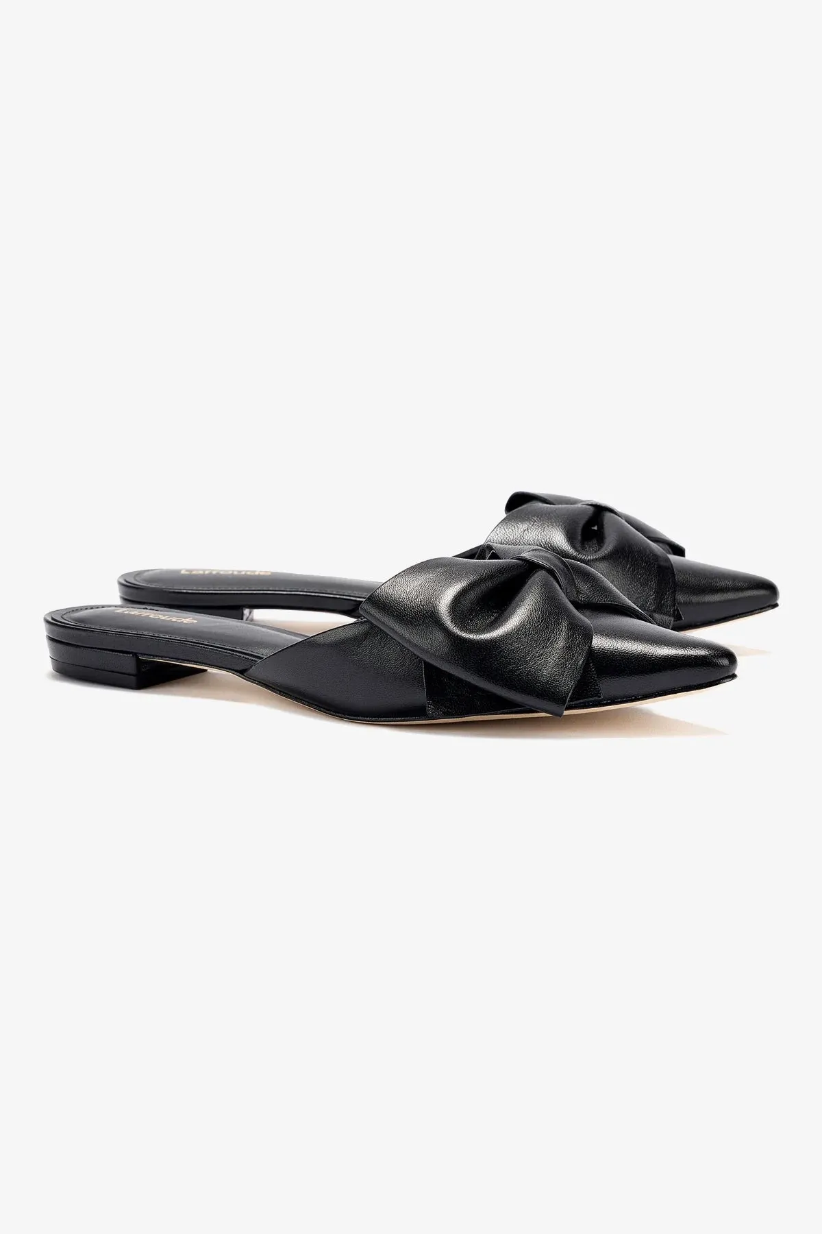 Elle Flat Mule In Black Leather