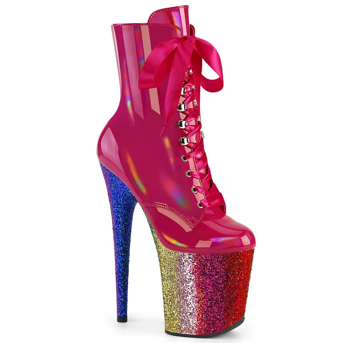 FLAMINGO-1020HG Hot Pink Hologram Patent/Rainbow Glitter