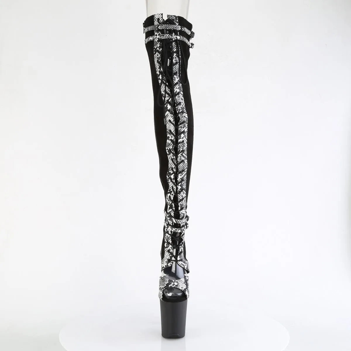 FLAMINGO-3027SP Black Faux Suede-Snake Print Faux Le./Black Matte