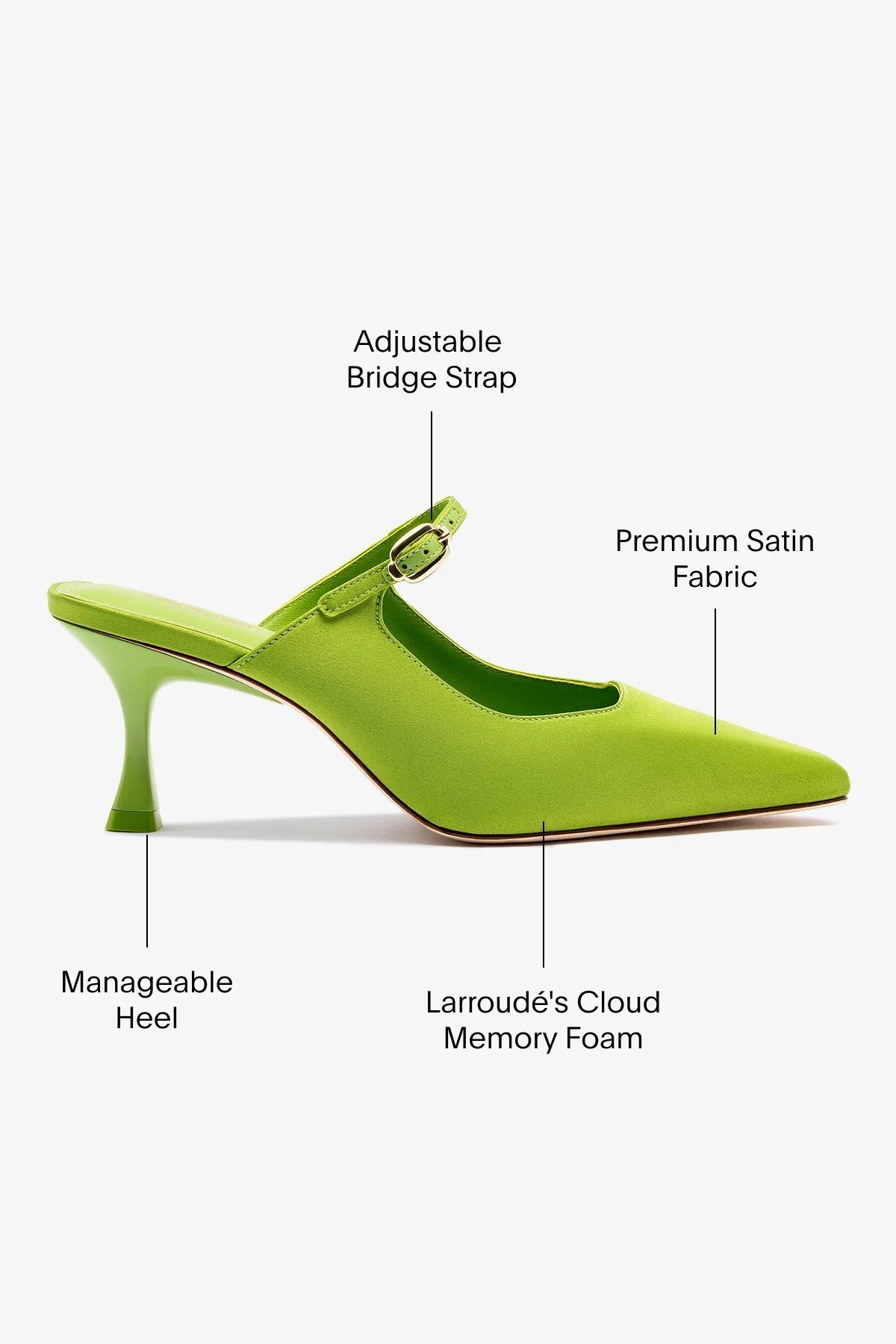 Ines Mule In Kiwi Satin