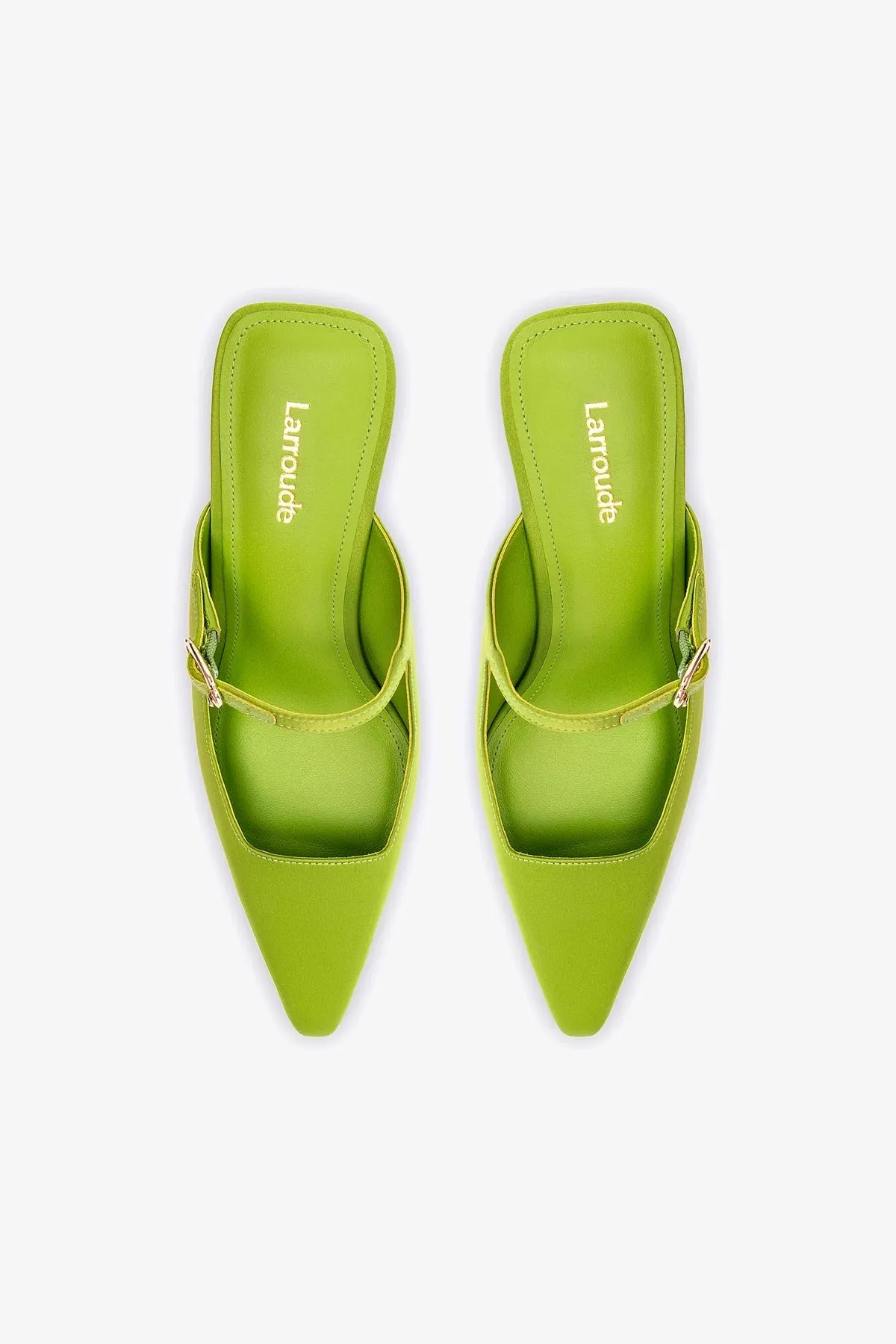 Ines Mule In Kiwi Satin