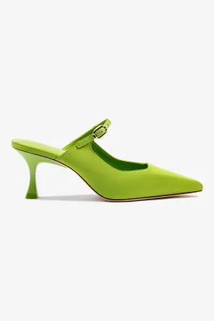 Ines Mule In Kiwi Satin