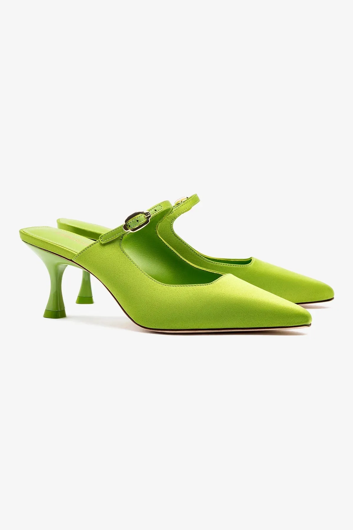 Ines Mule In Kiwi Satin