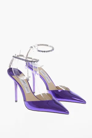Jimmy Choo Lamè Patent Leather Saeda Slingbacks With Jeweled Detail 10C Shoes_Jimmy-Choo