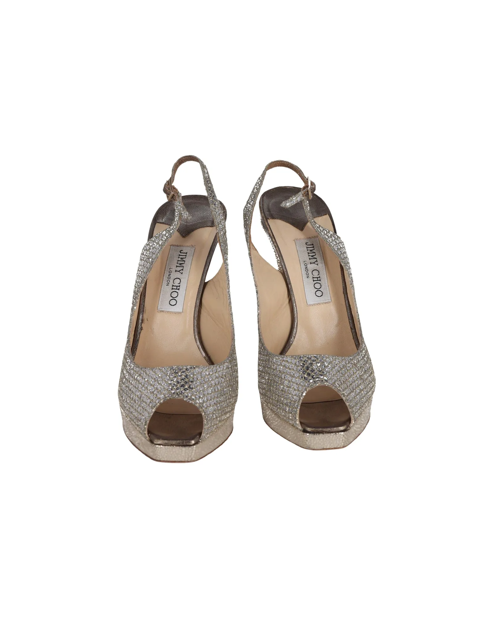 Jimmy Choo Nova Peep Toe Slingback Sandals in Silver Glitter And Lurex Fabric Shoes_Jimmy-Choo