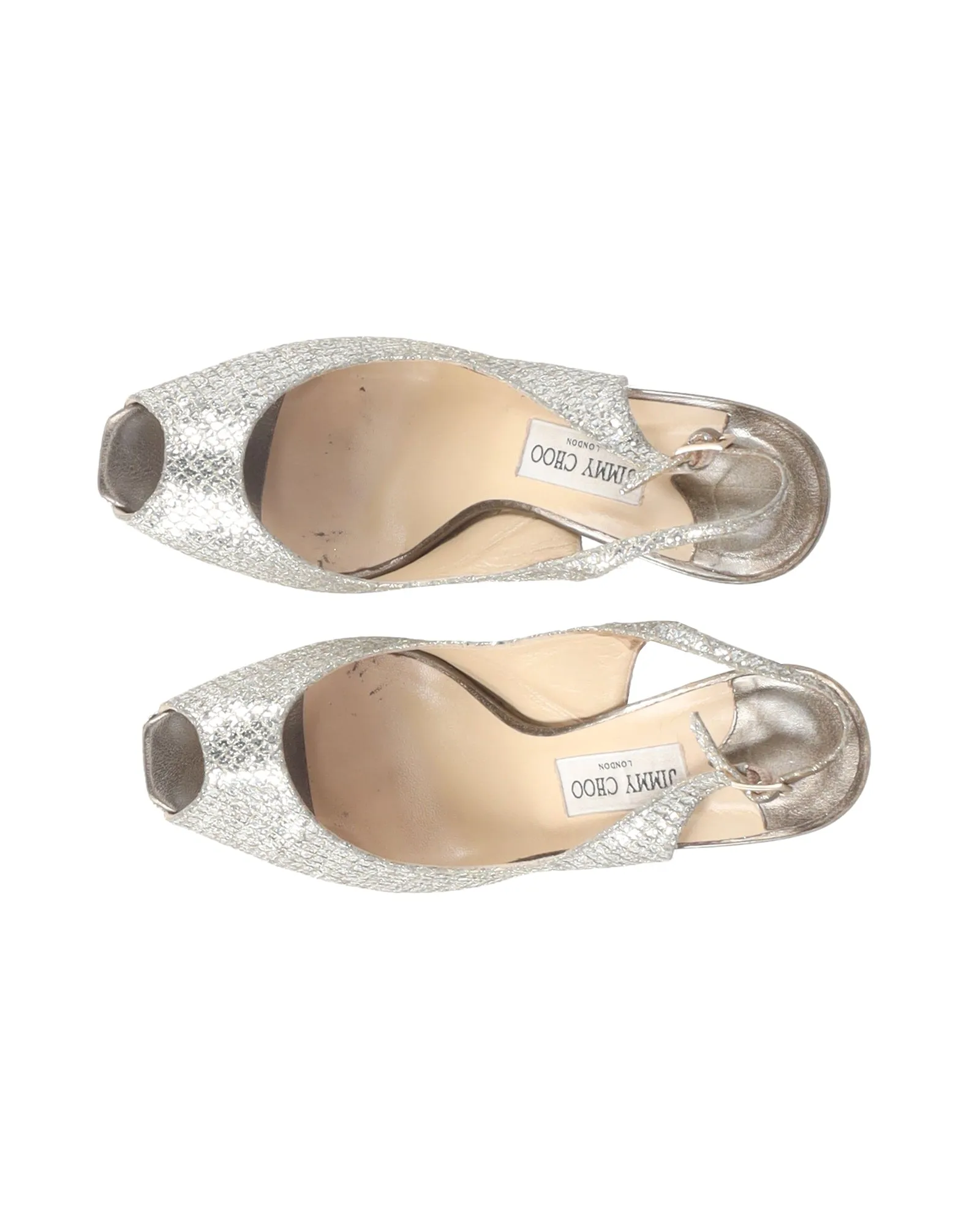 Jimmy Choo Nova Peep Toe Slingback Sandals in Silver Glitter And Lurex Fabric Shoes_Jimmy-Choo