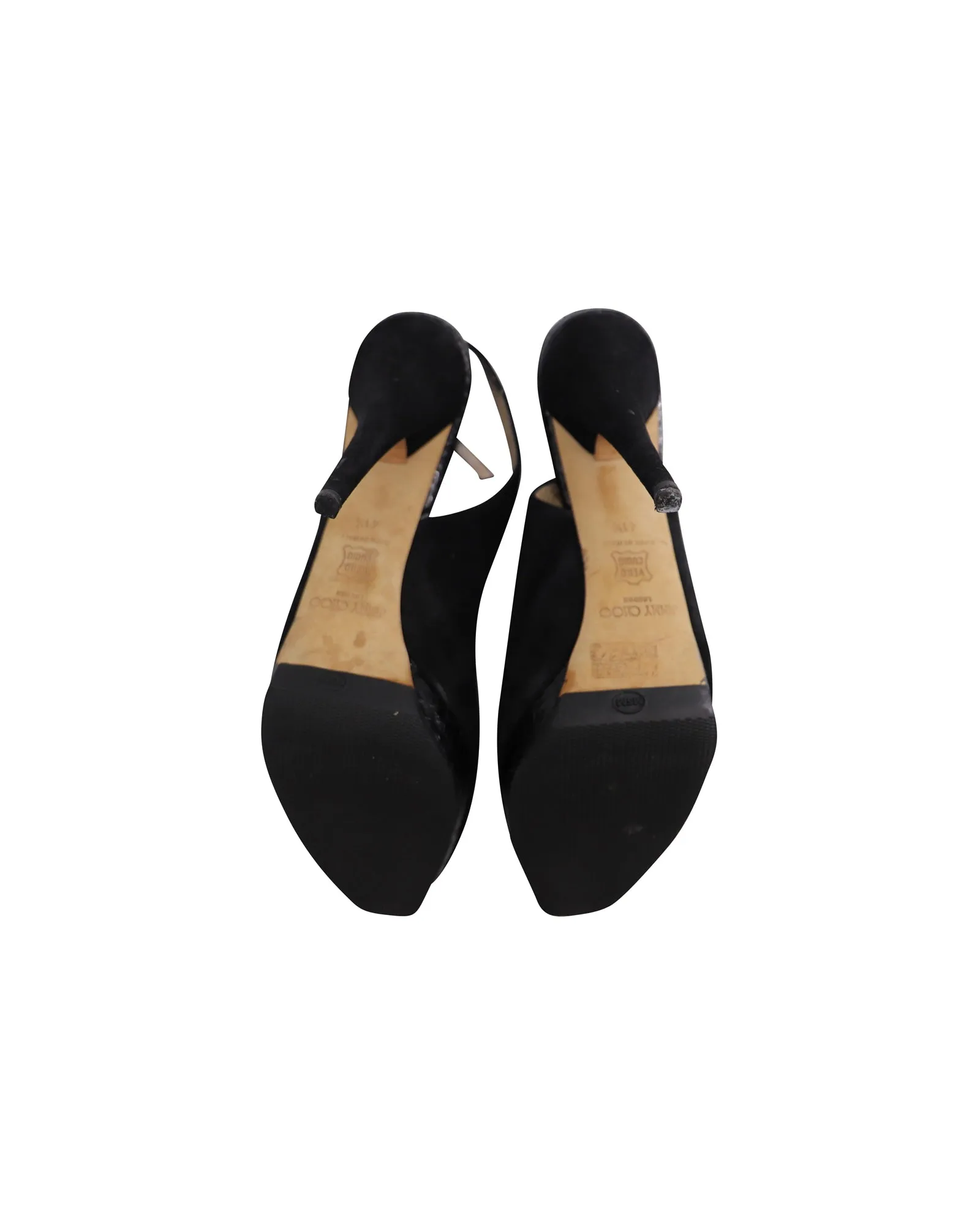 Jimmy Choo Open Toe Slingback Pumps in Black Suede Shoes_Jimmy-Choo