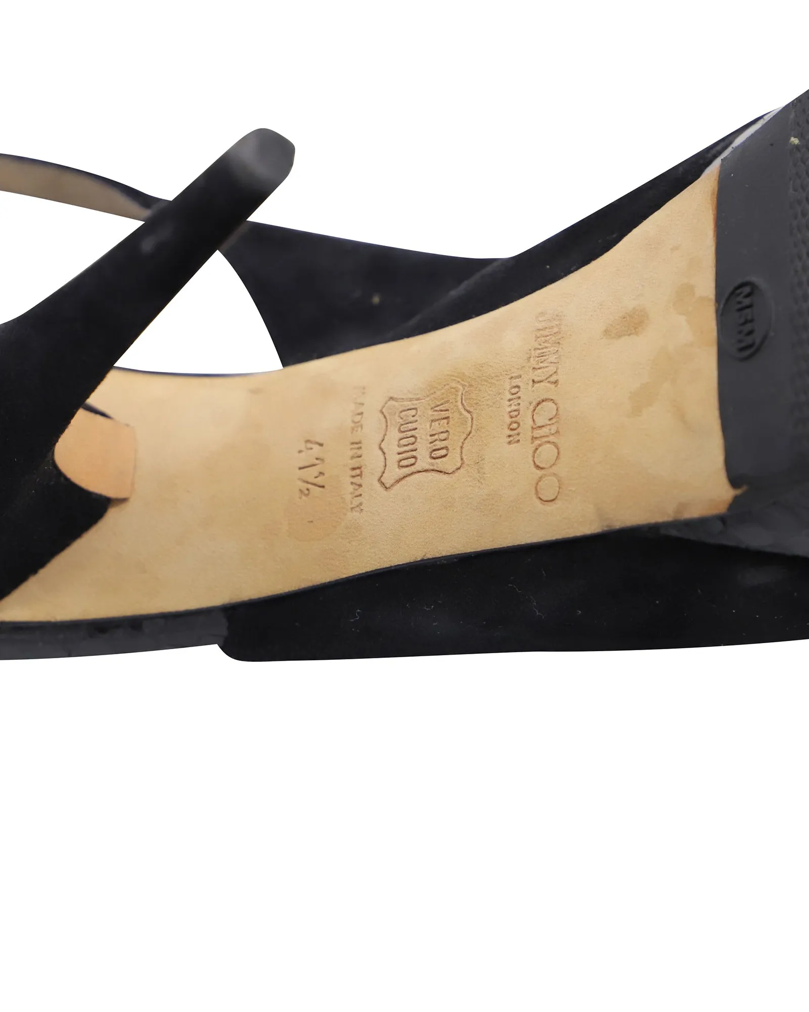 Jimmy Choo Open Toe Slingback Pumps in Black Suede Shoes_Jimmy-Choo