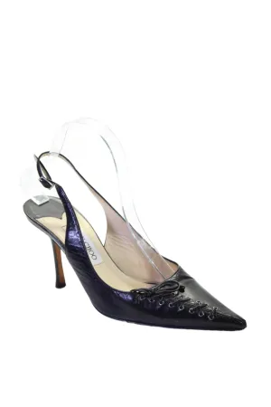 Jimmy Choo Womens Leather Pointed Toe Slingbacks Pumps Black Shoes_Jimmy-Choo
