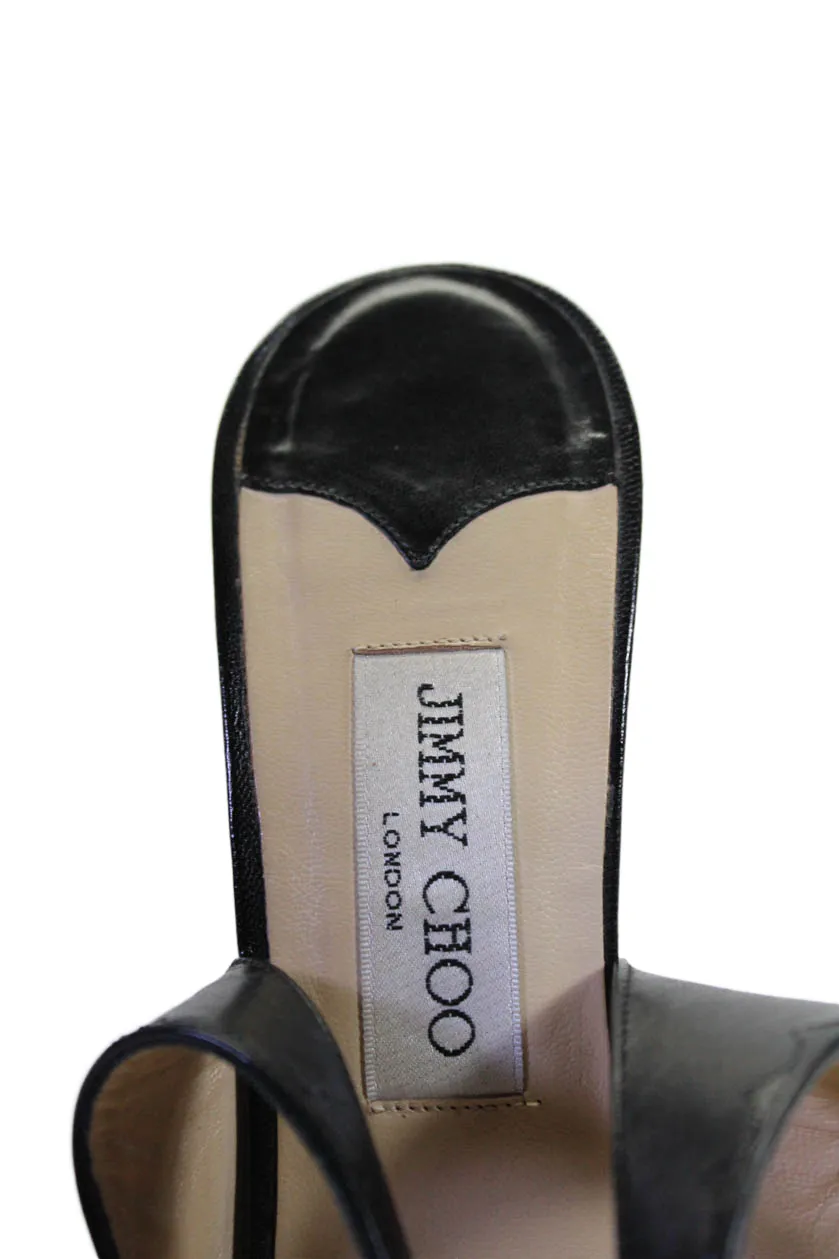 Jimmy Choo Womens Leather Pointed Toe Slingbacks Pumps Black Shoes_Jimmy-Choo