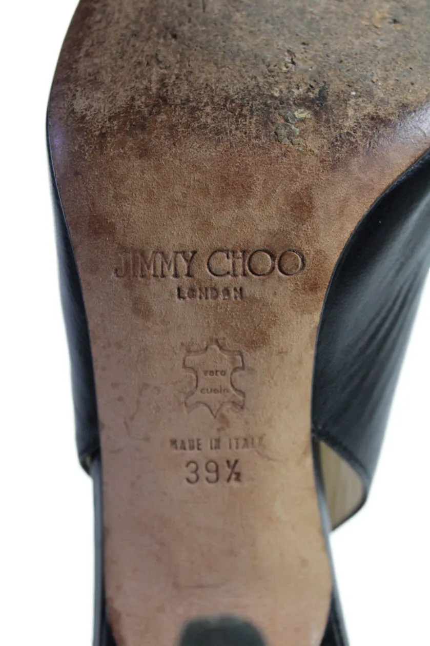 Jimmy Choo Womens Leather Pointed Toe Slingbacks Pumps Black Shoes_Jimmy-Choo