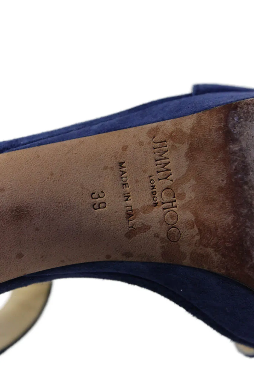 Jimmy Choo Womens Suede Platform Slingbacks Sandal Heels Navy Blue Shoes_Jimmy-Choo