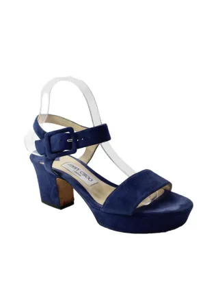 Jimmy Choo Womens Suede Platform Slingbacks Sandal Heels Navy Blue Shoes_Jimmy-Choo