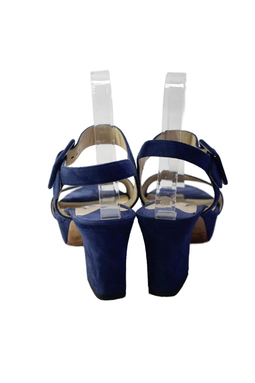 Jimmy Choo Womens Suede Platform Slingbacks Sandal Heels Navy Blue Shoes_Jimmy-Choo