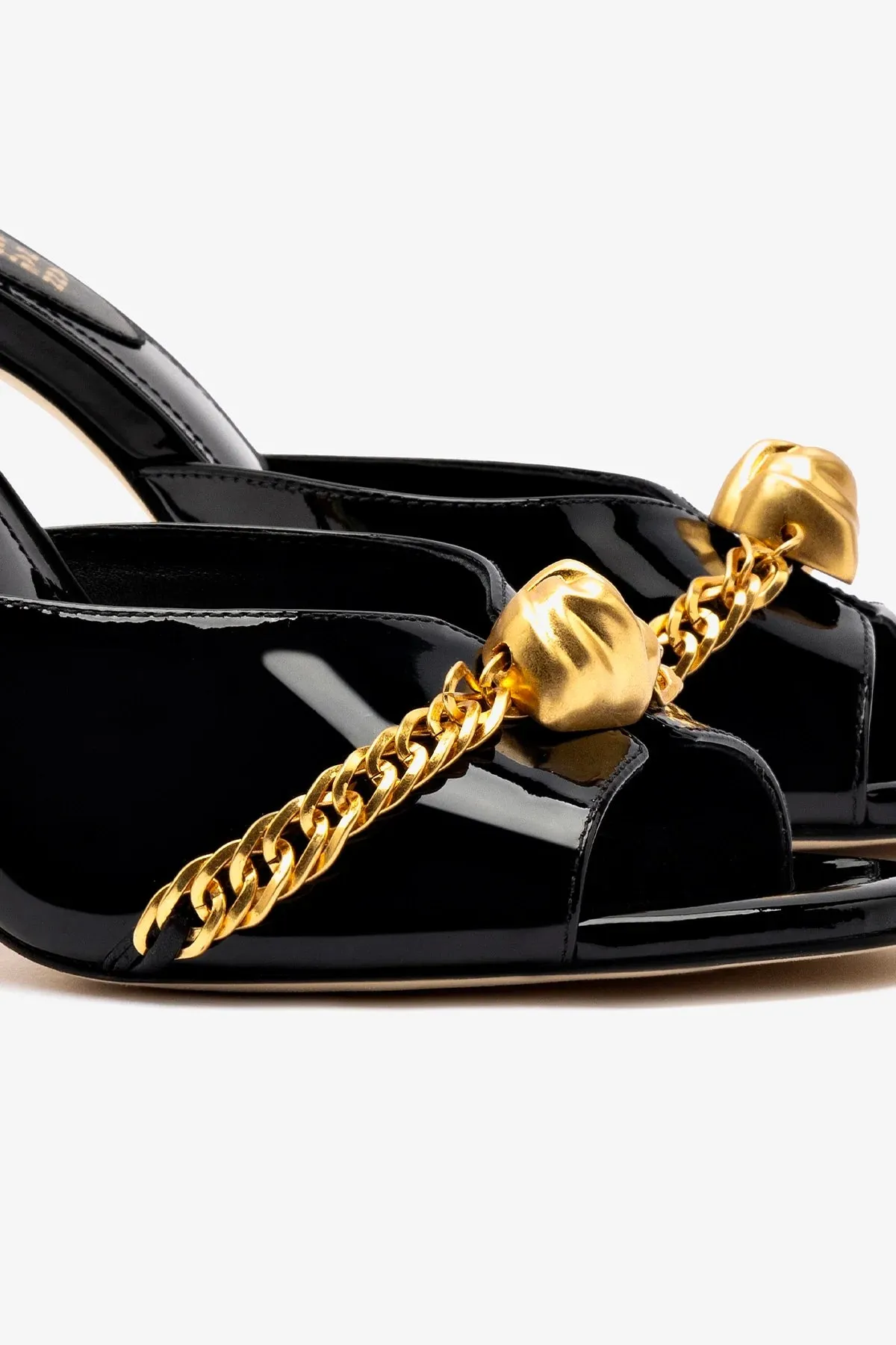 Larroudé x Jonathan Cohen Mule In Black Patent Leather