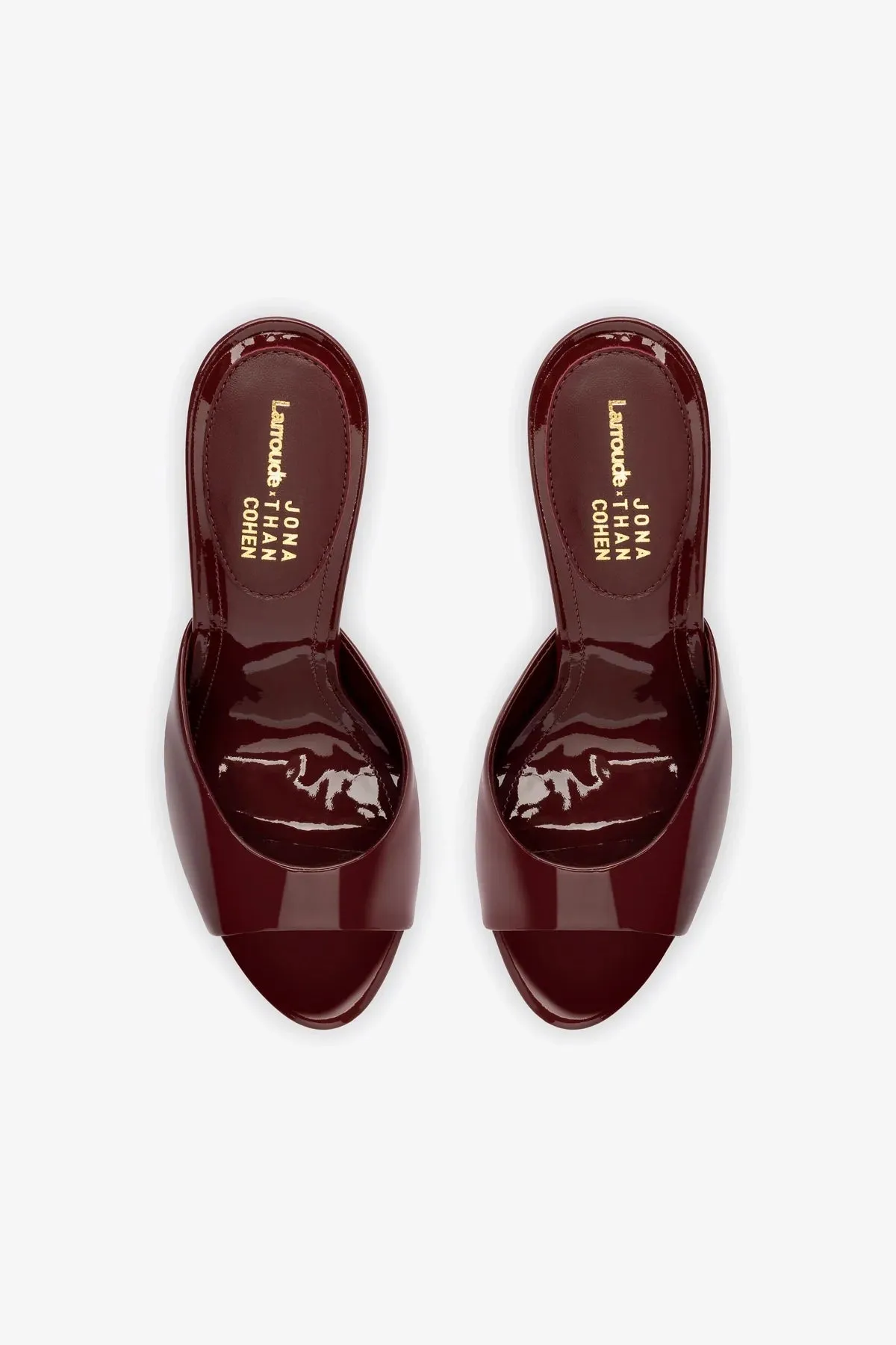 Larroudé x Jonathan Cohen Mule In Burgundy Patent Leather