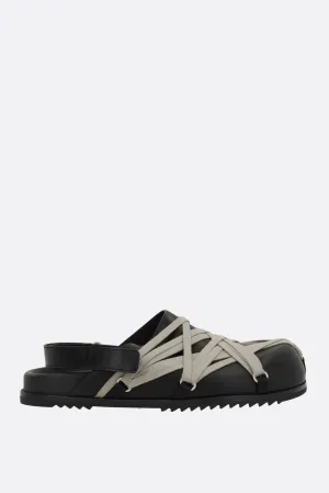 Megalaced slingback mules in smooth leather