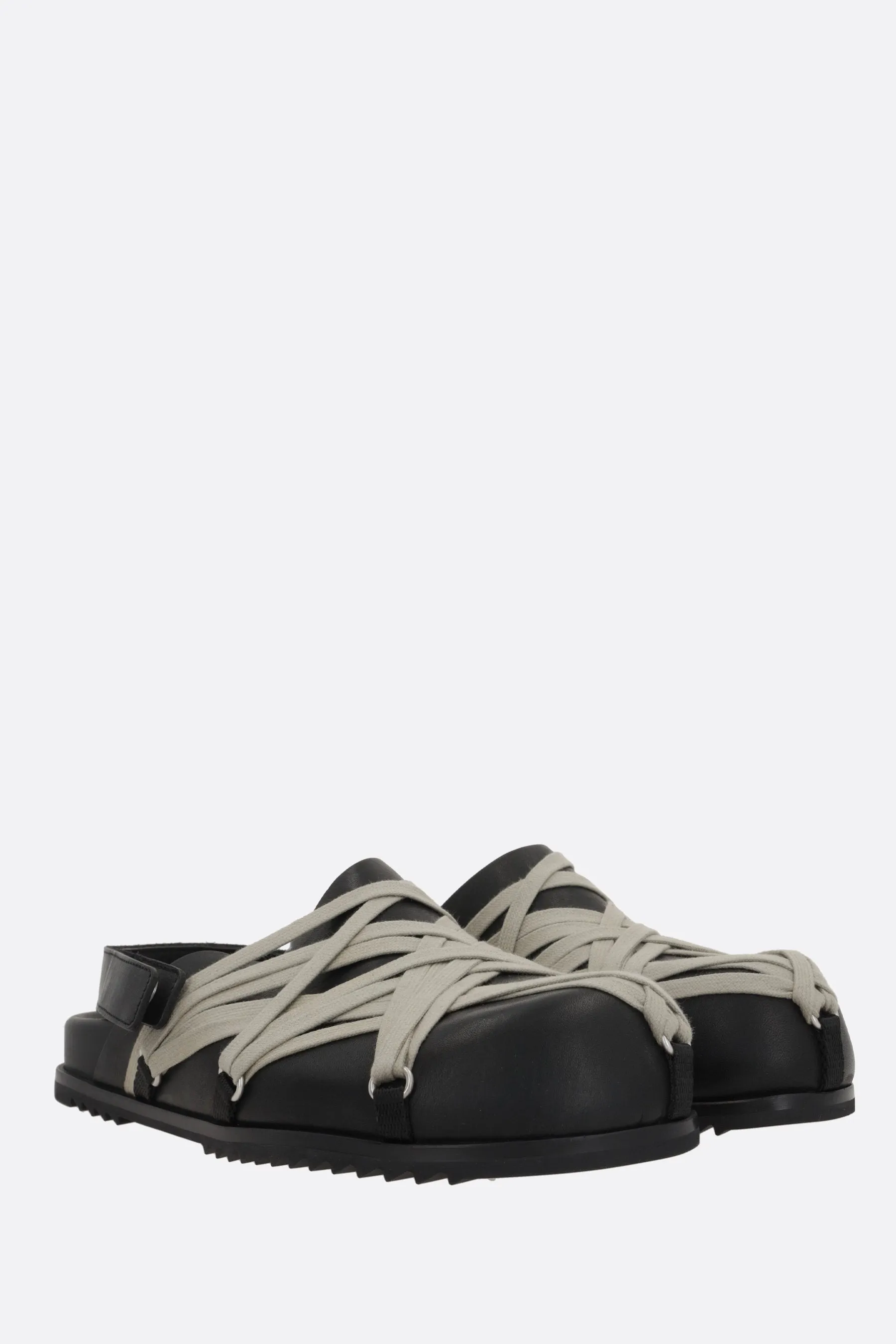 Megalaced slingback mules in smooth leather